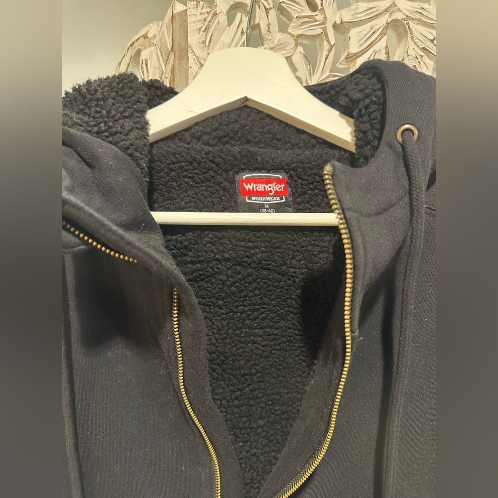 Wrangler Black High Pile Fleece Hoodie View 2